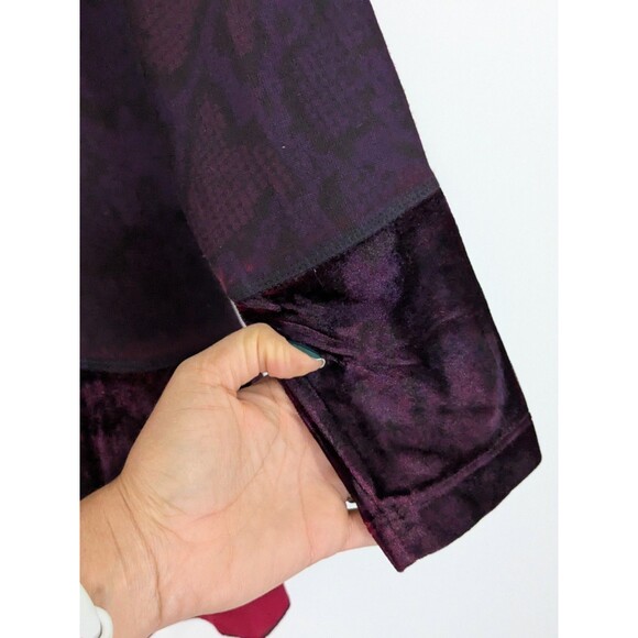 Romantic Goth Fairy Red Black Long Sleeve Velvet Burnout Blouse Renaissance Sz M - Picture 8 of 10